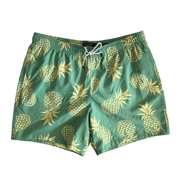 Abercrombie Fitch Pineapple Swim Trunks‎ Green XL Fruit Tropical Resort Camp - Picture 1 of 10